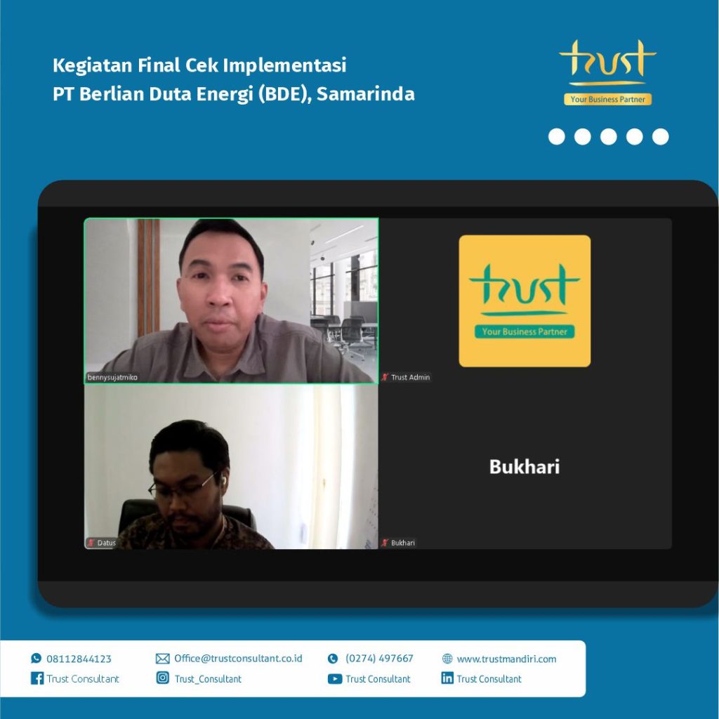 Final Cek Implementasi pada PT Berlian Duta Energi (BDE), Samarinda, Trust Mandiri, Jasa Konsultan ISO, 0274497667, 08112654585