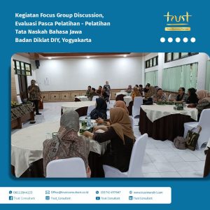 Dokumentasi kegiatan evaluasi pelatihan tata naskah Bahasa Jawa di Badan Diklat DIY