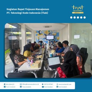 Rapat Tinjauan Manajemen di PT. Teknologi Kode Indonesia (TLab) yang membahas evaluasi kinerja dan perencanaan peningkatan sistem manajemen perusahaan.