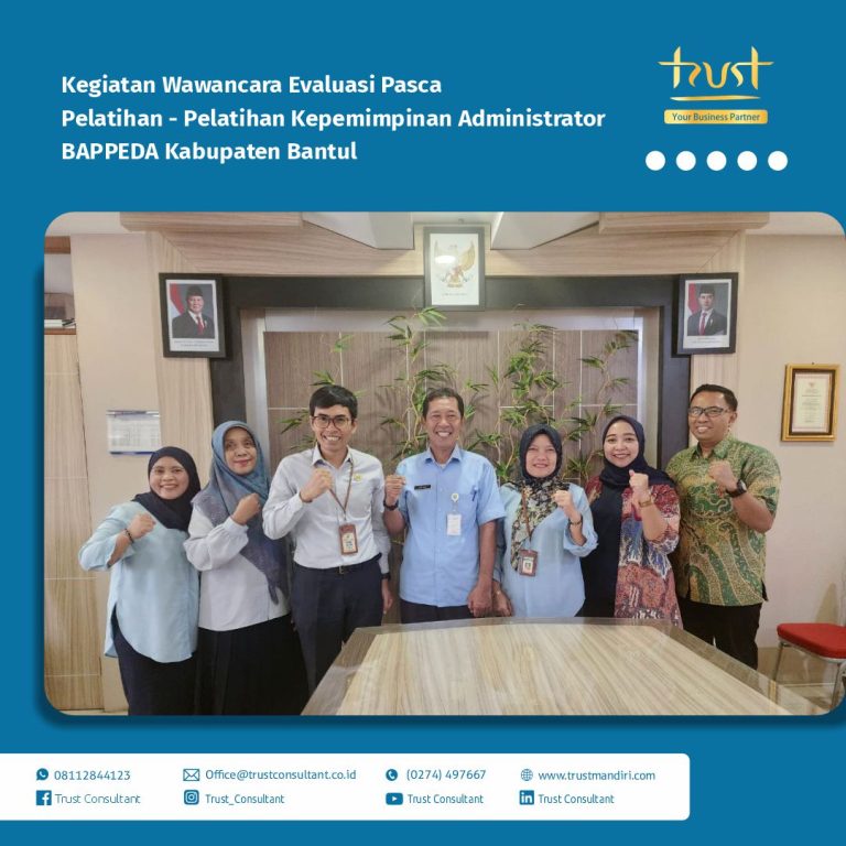 Kegiatan wawancara evaluasi pasca Pelatihan Kepemimpinan Administrator di BAPPEDA Kabupaten Bantul untuk menilai dampak pelatihan terhadap perubahan sikap dan kinerja peserta.