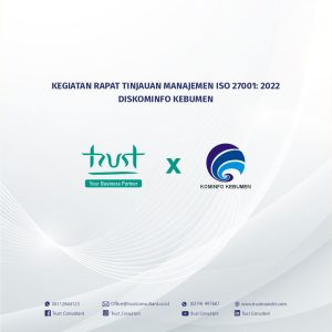 Kegiatan Rapat Tinjauan Manajemen ISO 27001:2022 pada Diskominfo Kebumen melalui zoom meeting dengan pendampingan Trust Consultant, jasa konsultan ISO
