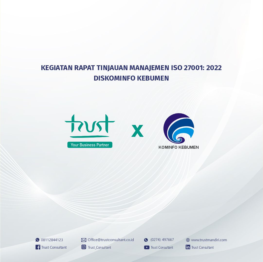 Kegiatan Rapat Tinjauan Manajemen ISO 27001:2022 pada Diskominfo Kebumen melalui zoom meeting dengan pendampingan Trust Consultant, jasa konsultan ISO